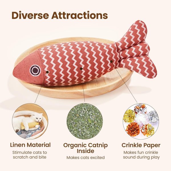 3 Pcs Catnip Toys Fish - Self Play Interactive Catnip Cat Toys for Indoor Cats & Kittens, Exercise Kicker Toys - Image 8