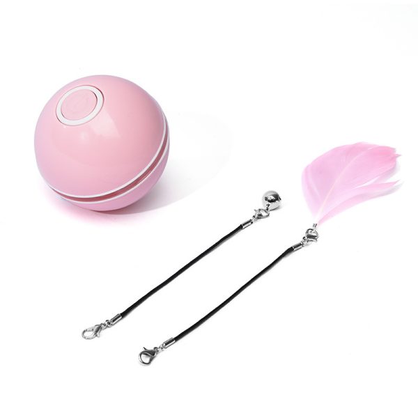 Colorful LED Laser Funny Cat Ball Toy, USB Rechargeable Interactive Cat Toy with Feather & Bell - Image 8