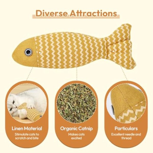 3 Pcs Catnip Toys Fish - Self Play Interactive Catnip Cat Toys for Indoor Cats & Kittens, Exercise Kicker Toys - Image 3