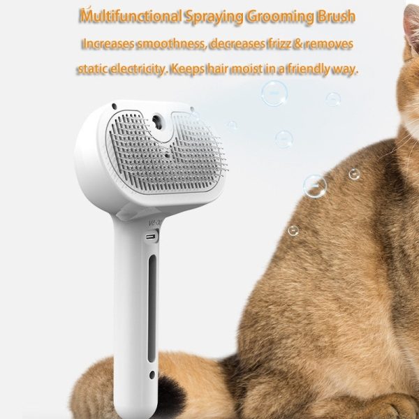 Self-Cleaning Pet Hair Remover Brush for Dogs & Cats – Built-in Mist Humidifier, Dematting Comb, Grooming Tool for All Breeds - Image 2