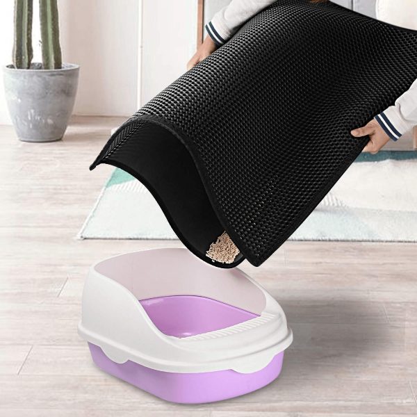 Kitty Cat Litter Mat Trapping Honeycomb Double Layer Design Waterproof Double Layer EVA Cat Litter Pad Waterproof Non-slip Sand Basin Filter Kitten Dog Washable Mattress - Image 4