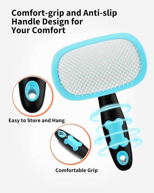 Glendan Cat and Dog Slicker Brush, Gently Cleaning Pin Brush for Shedding Dog Hair Brush for Small Dogs Puppy Yorkie Poodle Rabbits Cats - Image 8