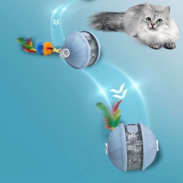 Automatic Rolling Cat Toy Ball with Laser Pointer, Rechargeable, Adjustable Speed, Faux Tail, Interactive Pet Toy for Cats