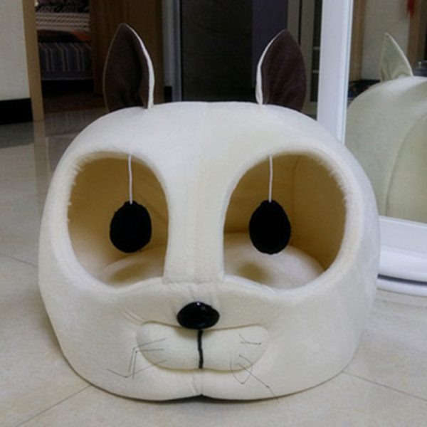 Cozy Cat Bed with Soft Artificial Plush, Machine Washable, 42x40x37 cm