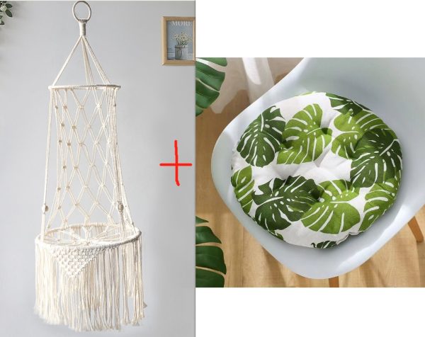 Macrame Cat Hammock, Hanging Cat Bed Hammock Cat Swing for Indoor Cats, Boho Cat Swing Bed for Sleeping, Playing, Climbing, and Lounging - Image 2