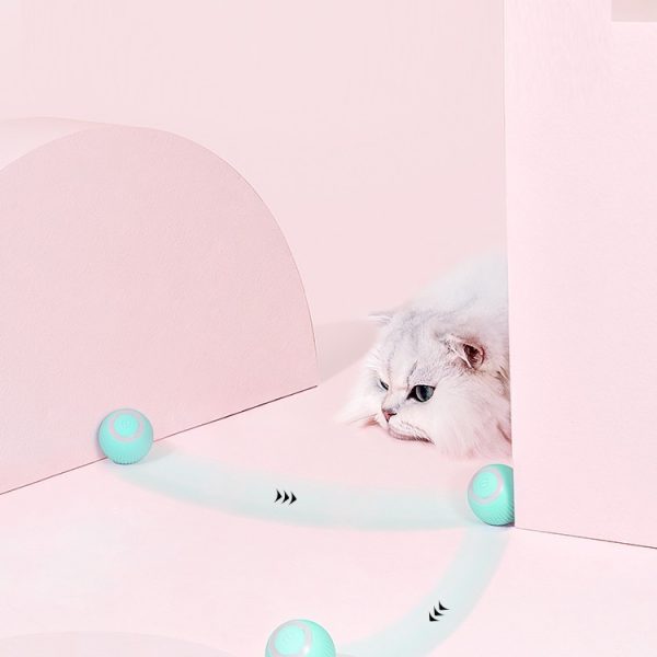 Cat Teaser Smart Rolling Ball, 2Pack (Blue and Pink), Automatic Interactive Cat Toy with Type-C Charging, 43MM ABS/Silicone Pet Toy - Image 7
