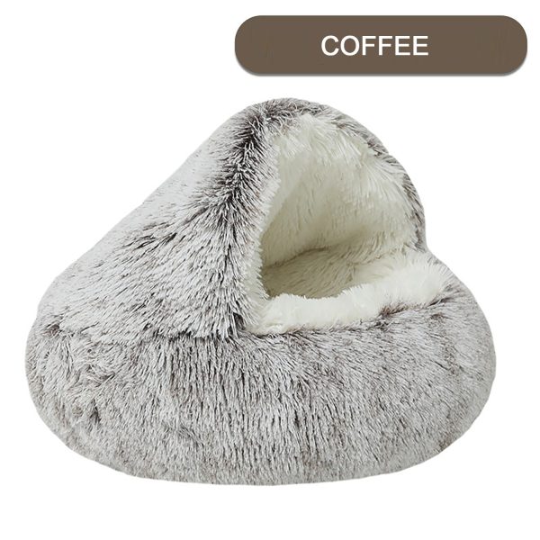 Plush Round Cat Bed, Soft Donut Hooded Cave Bed for Cats & Dogs, Winter Warmth, Non-Skid Bottom, Easy-Clean - Image 7