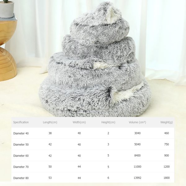 Plush Round Cat Bed, Soft Donut Hooded Cave Bed for Cats & Dogs, Winter Warmth, Non-Skid Bottom, Easy-Clean - Image 9