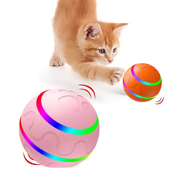 Cat Wicked Ball Toy - Automatic Self-Rotating USB Cat Toy, Interactive Pet Ball with Random Movement, Durable & Safe for Cats (Orange/Yellow/Pink)