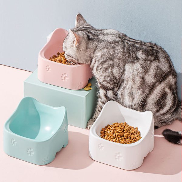 Pink, Light Green, White Ceramic Pet Bowl for Cats & Dogs – 14x14x11cm, 200g Grain & 350ml Water Capacity