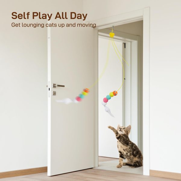 Potaroma 5 Pcs Interactive Cat Feather Toys with Catnip & Bells, Adjustable, Durable, Self-Play Cat Toys for Mental & Physical Stimulation - Image 4