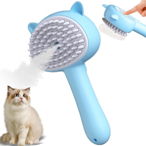 KALAMANDA  4 in 1 Cat Steam Brush with Handle, Rubber Pet Misting Brush, Release Button, Dog Comb & Cleanser for Indoor Kittens & Small Animals - Image 7