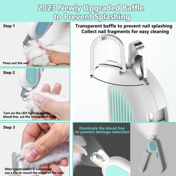 Pet Nail Trimmers With LED Light, Circular Cut-hole Cat Paw Cutter Dogs Nail Cutter Avoid Excessive Cutting - Image 7