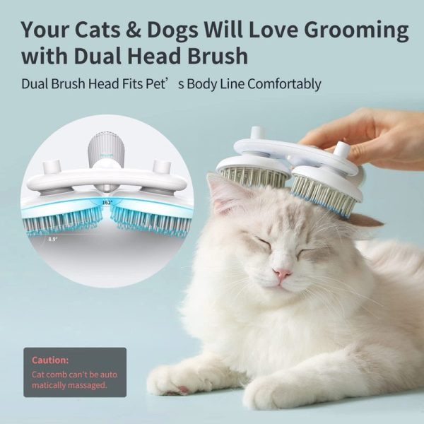 Double-Headed Cat & Dog Slicker Brush with Negative Ion, Self-Cleaning, Gentle Pet Hair Removal Tool for Grooming & Deshedding