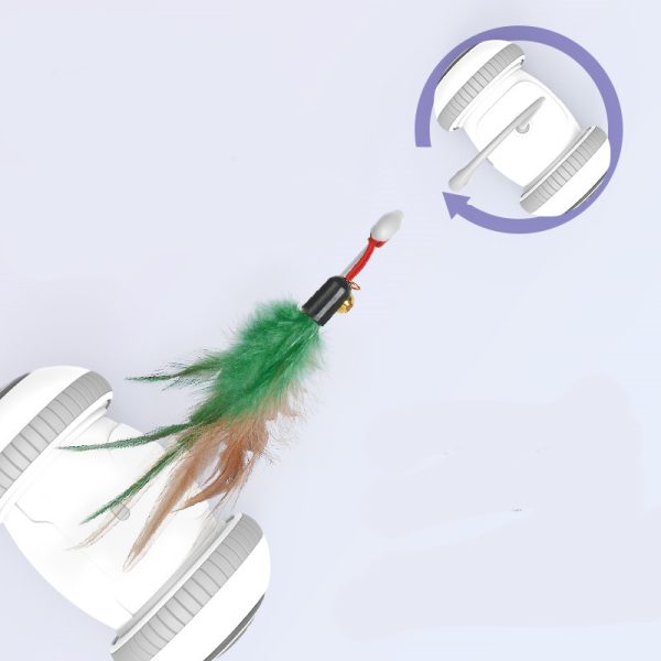 Interactive Cat Toy with Interchangeable Heads - Automatic Robotic Cat Feather Toys for Indoor Cats, ABS Material, White Grey - Image 3