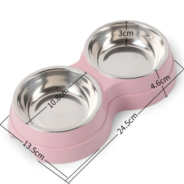 Double Pet Bowls Cat and Dog Food Water Feeder Stainless Steel Pet Drinking Dish Feeder Cat Puppy Feeding Supplies Small Dog Accessories - Image 4
