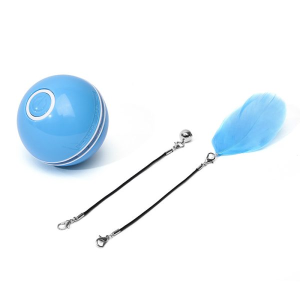 Colorful LED Laser Funny Cat Ball Toy, USB Rechargeable Interactive Cat Toy with Feather & Bell - Image 9