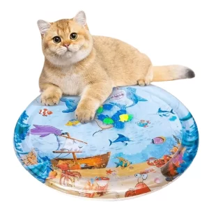 Cat Water Play Mat – Sensory Cooling Mat for Indoor Cats, Anti-Scratch, Inflatable Pet Toy for Bored Cats