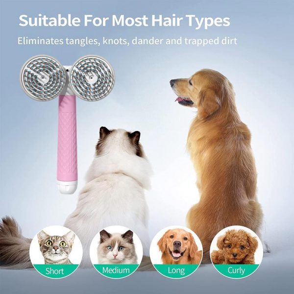 Double-Headed Cat & Dog Slicker Brush with Negative Ion, Self-Cleaning, Gentle Pet Hair Removal Tool for Grooming & Deshedding - Image 8