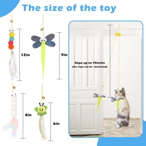Potaroma 5 Pcs Interactive Cat Feather Toys with Catnip & Bells, Adjustable, Durable, Self-Play Cat Toys for Mental & Physical Stimulation - Image 2