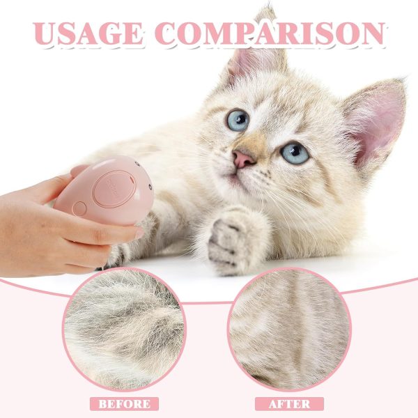 FRAMICS Rechargeable Silicone Pet Brush - 3-in-1 Self-Cleaning Steamer Massage Brush for Cat and Dog Grooming, Hair Removal, Pink - Image 9