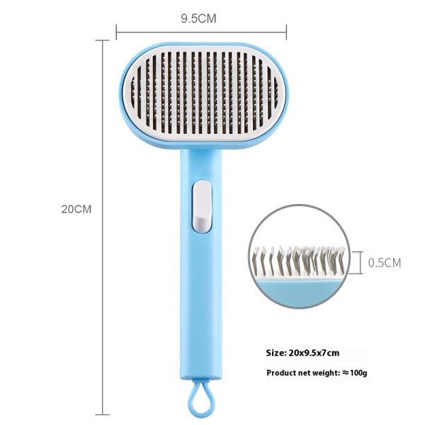 Pet Automatic Hair Fading Beauty Hair Removal Brush - ABS Stainless Steel, 4 Colors (White, Sky Blue, Emerald, Pink) - Image 8