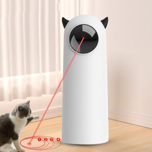 Electric Automatic Infrared Cat Teaser Toy - Interactive Cat Toy with Infrared Teaser, ABS & Silicone, Minimalist Design, White