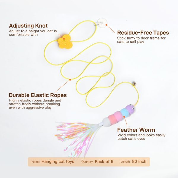 Potaroma 5 Pcs Interactive Cat Feather Toys with Catnip & Bells, Adjustable, Durable, Self-Play Cat Toys for Mental & Physical Stimulation - Image 7