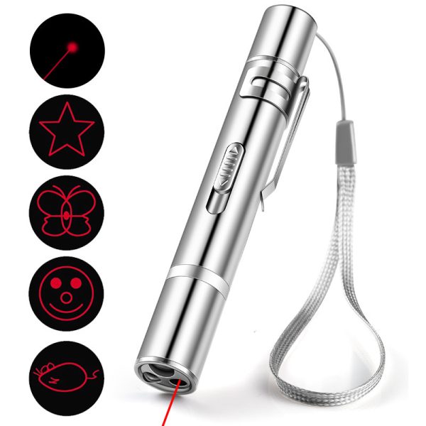 WNZQK 5 Modes Laser Pointer Cat Toy with Red Dot LED Light, USB Rechargeable Interactive Pet Toy for Cats & Dogs, Long Range Tease Stick for Indoor/Outdoor Training & Exercise