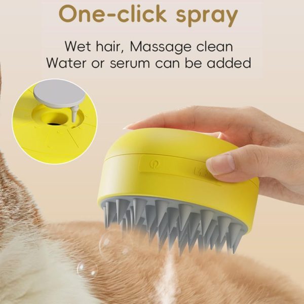 Rechargeable Cat Steam Brush - 3-in-1 Silicone Steamy Brush for Tangled & Loose Hair Removal, Pet Massage, and Cleaning for Cats & Dogs - Image 2