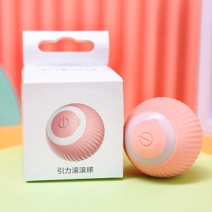 Cat Teaser Smart Rolling Ball, 2Pack (Blue and Pink), Automatic Interactive Cat Toy with Type-C Charging, 43MM ABS/Silicone Pet Toy