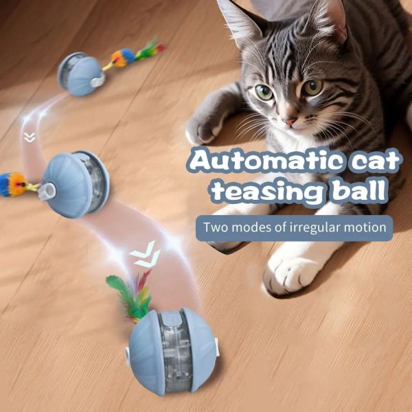Automatic Rolling Cat Toy Ball with Laser Pointer, Rechargeable, Adjustable Speed, Faux Tail, Interactive Pet Toy for Cats - Image 4