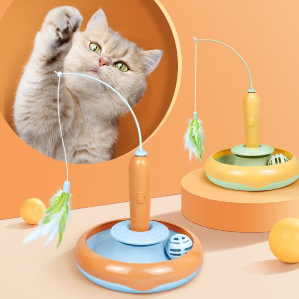 3 In 1 cat toys for indoor cats adult, kitten toys, cat ball toy, interactive cat toy, Automatic Teaser Cat Toy with 2 feathers,1 Bellball for Pets Cats Gift(No Batteries) - Image 2