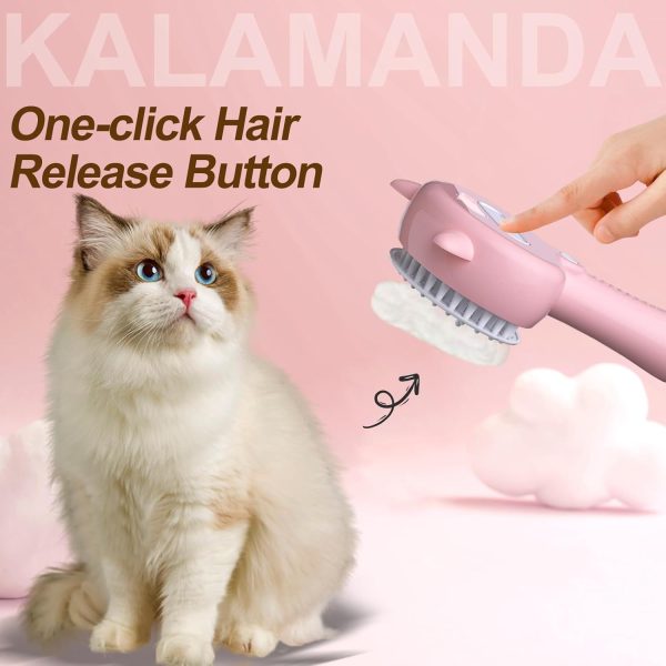 KALAMANDA  4 in 1 Cat Steam Brush with Handle, Rubber Pet Misting Brush, Release Button, Dog Comb & Cleanser for Indoor Kittens & Small Animals - Image 10