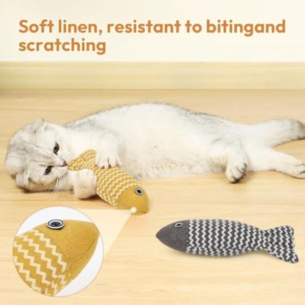3 Pcs Catnip Toys Fish - Self Play Interactive Catnip Cat Toys for Indoor Cats & Kittens, Exercise Kicker Toys - Image 2