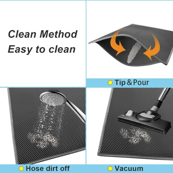 Kitty Cat Litter Mat Trapping Honeycomb Double Layer Design Waterproof Double Layer EVA Cat Litter Pad Waterproof Non-slip Sand Basin Filter Kitten Dog Washable Mattress - Image 2