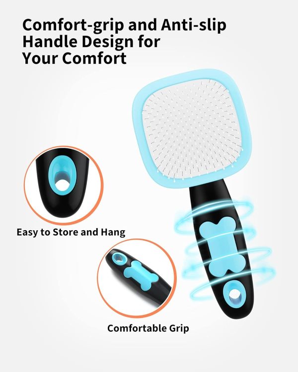 Glendan Cat and Dog Slicker Brush, Gently Cleaning Pin Brush for Shedding Dog Hair Brush for Small Dogs Puppy Yorkie Poodle Rabbits Cats - Image 4