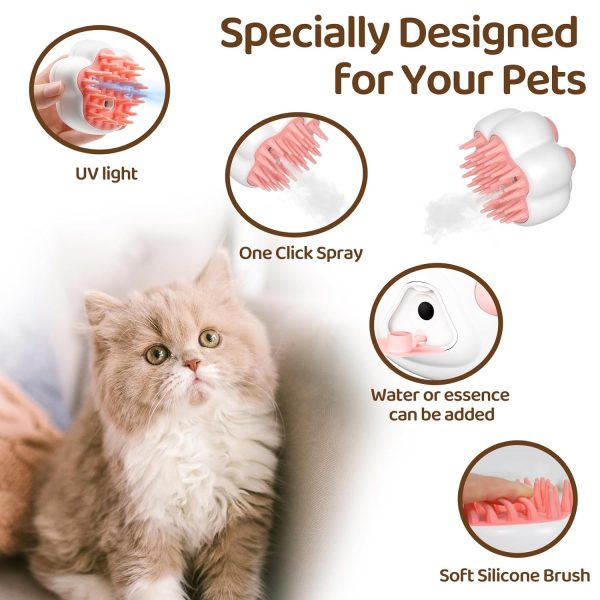 Testek 4-in-1 Steamy Cat Brush, Steam Cat Brush for Tangled & Loose Hair Removal, Pet Massage, and Cleaning with UV Light, Grooming Tool for Cats & Dogs - Image 3