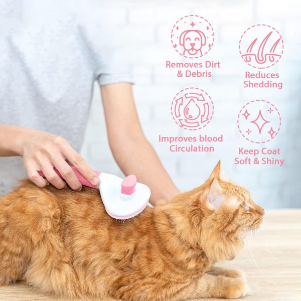 Cat Brush with Release Button, Pet Hair Removal Tool for Indoor Cats, Loose Fur & Tangles, Safe for Long/Short Hair - Image 6