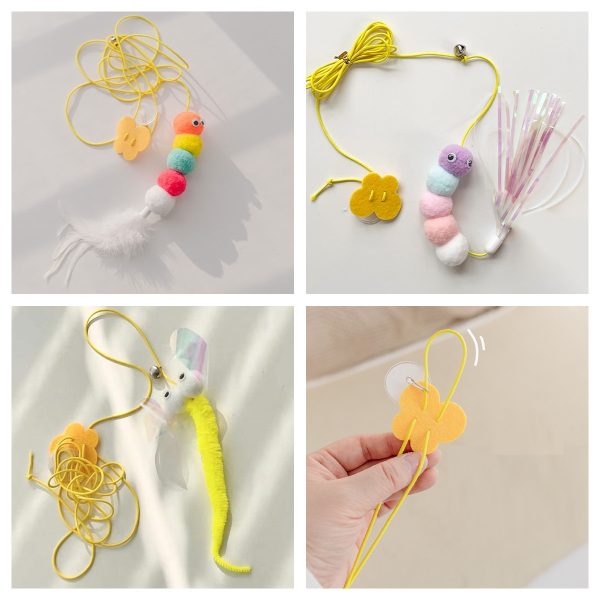 PIMTAACO 3PCs Cat Toys Set, Interactive Swing Cat Toy with Feather, Elastic Rope, and Telescopic Hanging Fun for Cats - Image 7