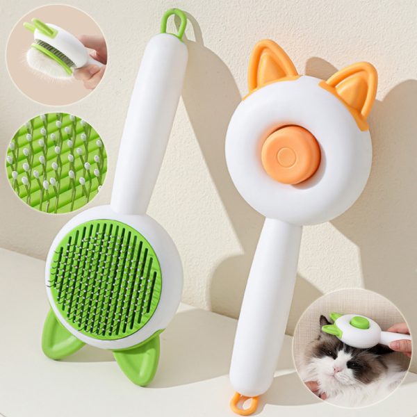 Self-Cleaning Pet Hair Remover Brush for Cats & Dogs - Grooming, Dematting, and Massage Comb