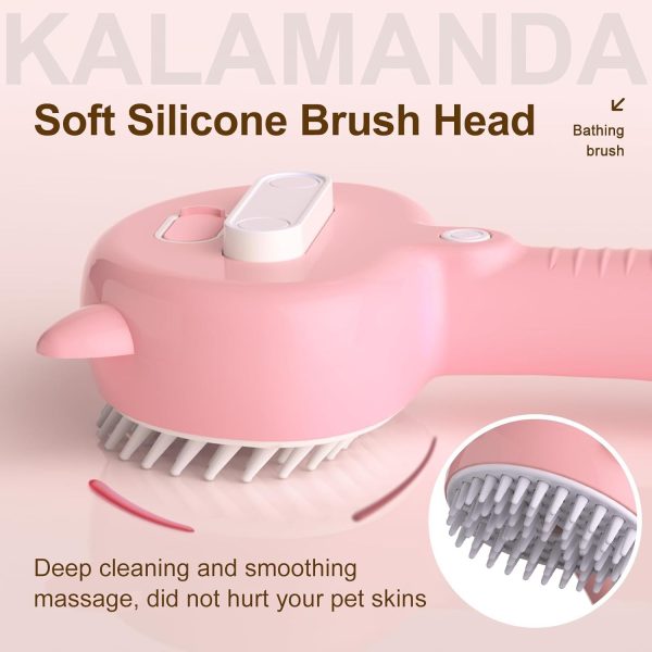 KALAMANDA  4 in 1 Cat Steam Brush with Handle, Rubber Pet Misting Brush, Release Button, Dog Comb & Cleanser for Indoor Kittens & Small Animals - Image 8
