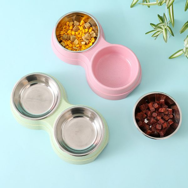 Double Pet Bowls Cat and Dog Food Water Feeder Stainless Steel Pet Drinking Dish Feeder Cat Puppy Feeding Supplies Small Dog Accessories - Image 2