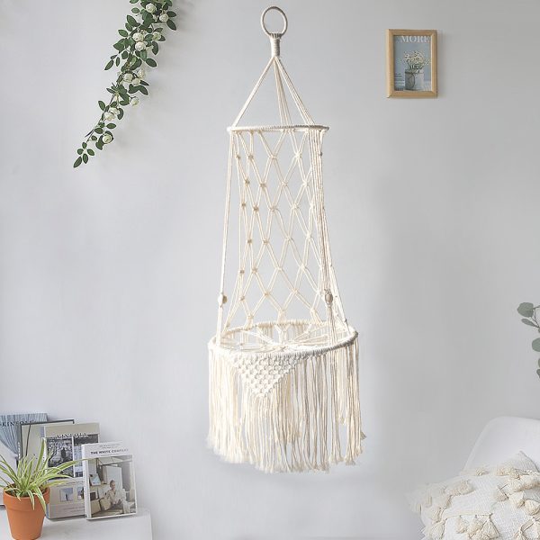 Macrame Cat Hammock, Hanging Cat Bed Hammock Cat Swing for Indoor Cats, Boho Cat Swing Bed for Sleeping, Playing, Climbing, and Lounging - Image 7