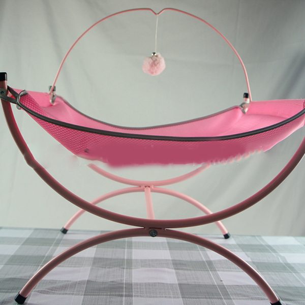 Four Seasons Universal Cat Recliner Bed, Cozy Metal Frame Cat Nest, Breathable Cloth Fabric, Sturdy & Stylish, 45x45x35cm, Pink/Gray - Image 10