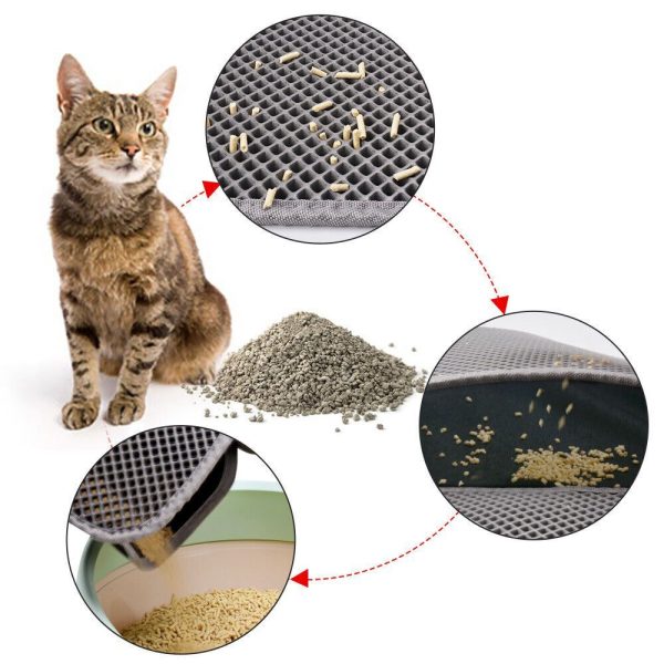 Kitty Cat Litter Mat Trapping Honeycomb Double Layer Design Waterproof Double Layer EVA Cat Litter Pad Waterproof Non-slip Sand Basin Filter Kitten Dog Washable Mattress - Image 9