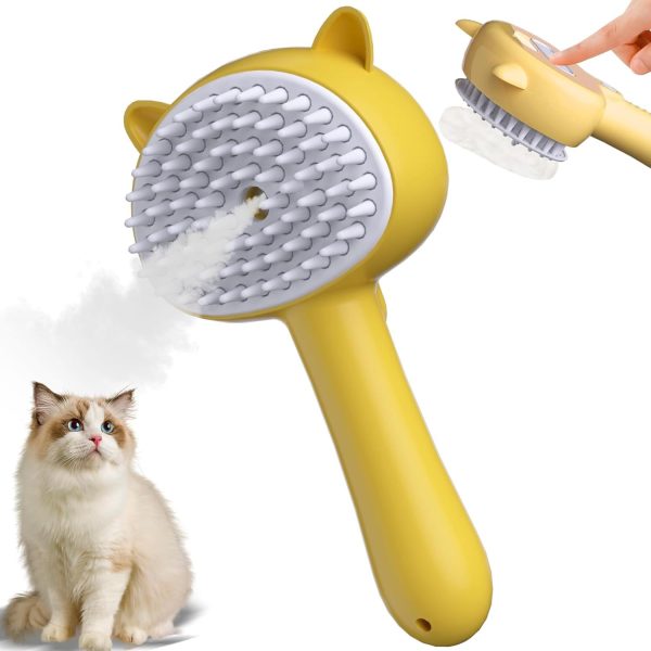 KALAMANDA  4 in 1 Cat Steam Brush with Handle, Rubber Pet Misting Brush, Release Button, Dog Comb & Cleanser for Indoor Kittens & Small Animals - Image 2