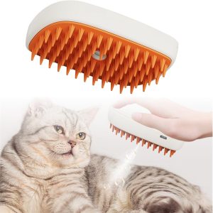 3-in-1 Cat Steam Brush, Rechargeable Pet Brush with Water Tank & Spray Multifunctional Cat Spray Massage Comb for Cat and Dog