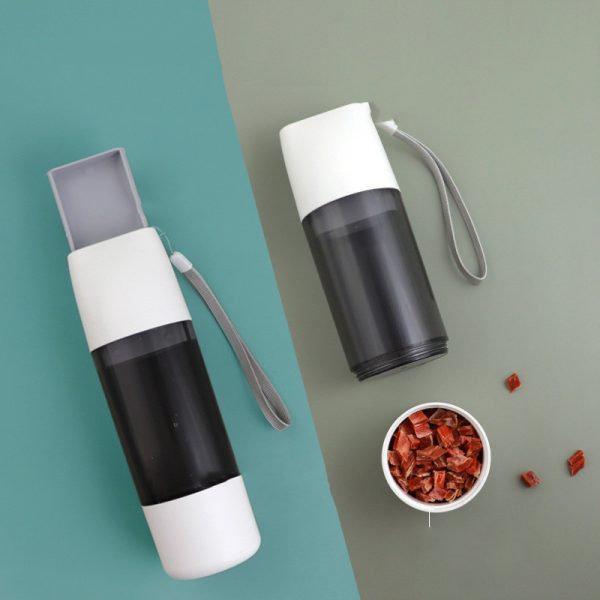Dog Water Bottle with Food Container, Travel Puppy Water Bowl, Portable Pet Dispenser, Cat Walking and Hiking Dog Gift (White, 12 Oz) - Image 6