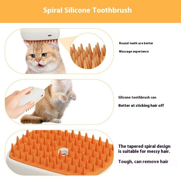 3-in-1 Cat Steam Brush, Rechargeable Pet Brush with Water Tank & Spray Multifunctional Cat Spray Massage Comb for Cat and Dog - Image 3